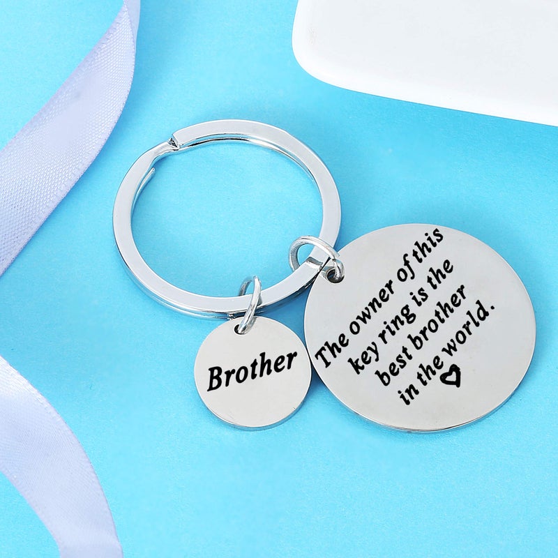 Nimteve Christmas Gifts for Family Member Grandma Grandpa Mom Dad Sister Brother Keychain Key Ring Love Funny Gifts (Best Brother in The World) - Image 2
